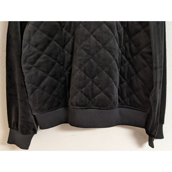 Women's CALVIN KLEIN Black Velour Quilted Full Zip Moto Jacket M - Picture 9 of 12